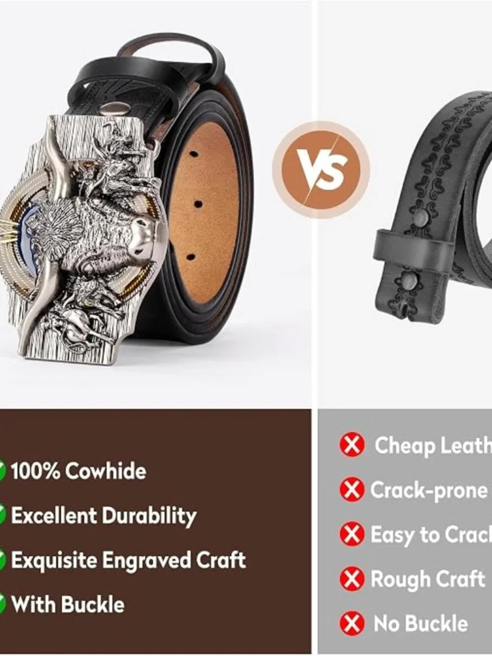 Men's & Women's Western Leather Cowboy Belts